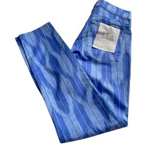 J Crew Stretch Blue Ankle Toothpick Printed Twill Pants size 25